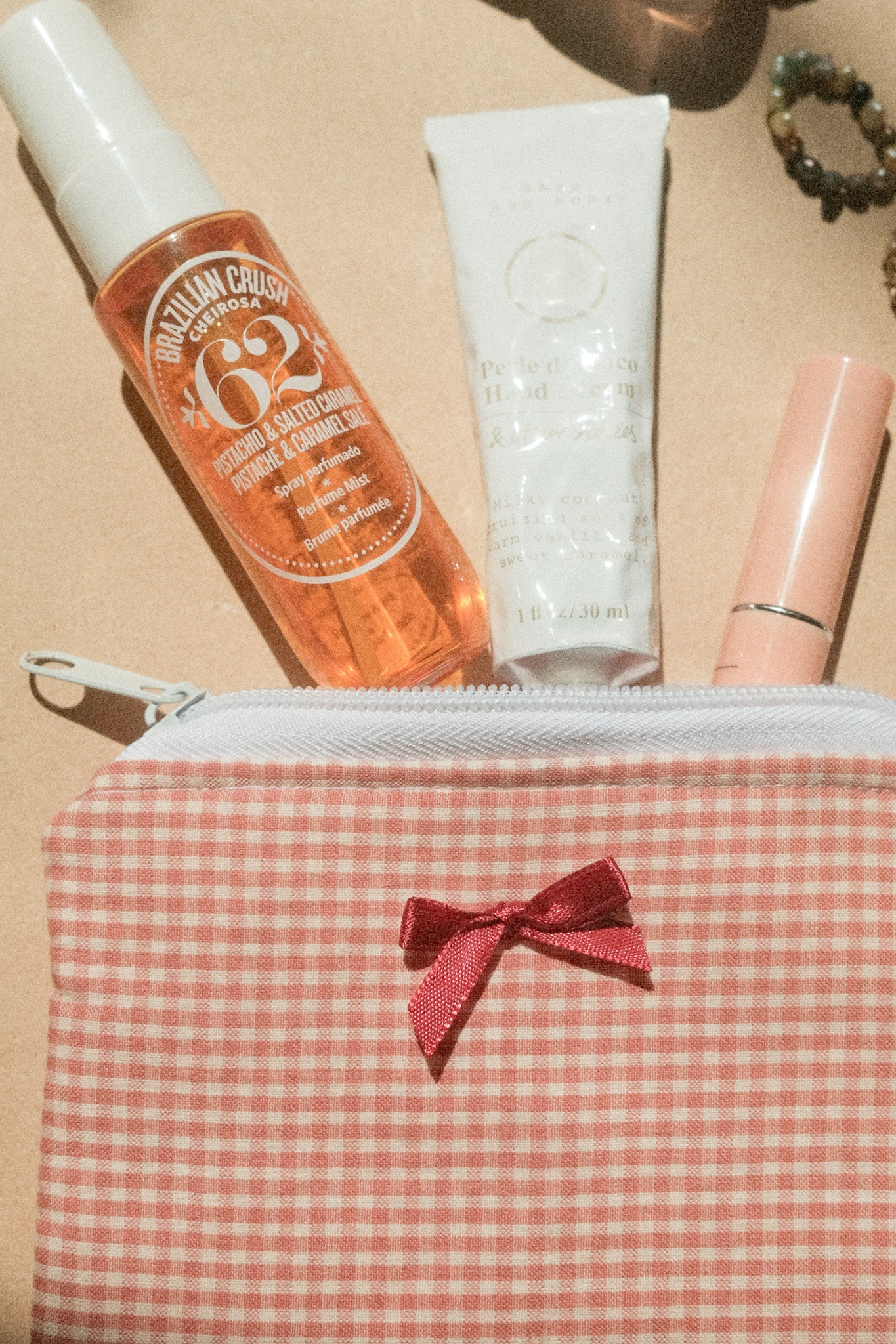 Red plaid mini pouch